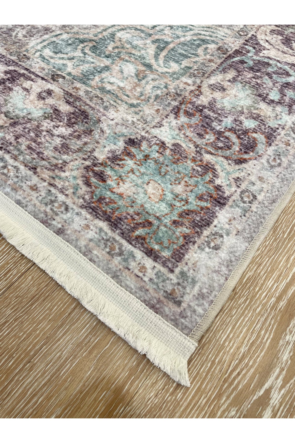 Vintage-Look Classic Salon Rug - Gray-Teal