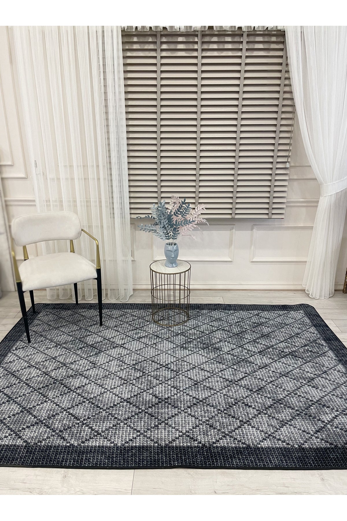 GREEN-BROWN Jute Sisal Look Bordered Non-Slip Base Runner Rug