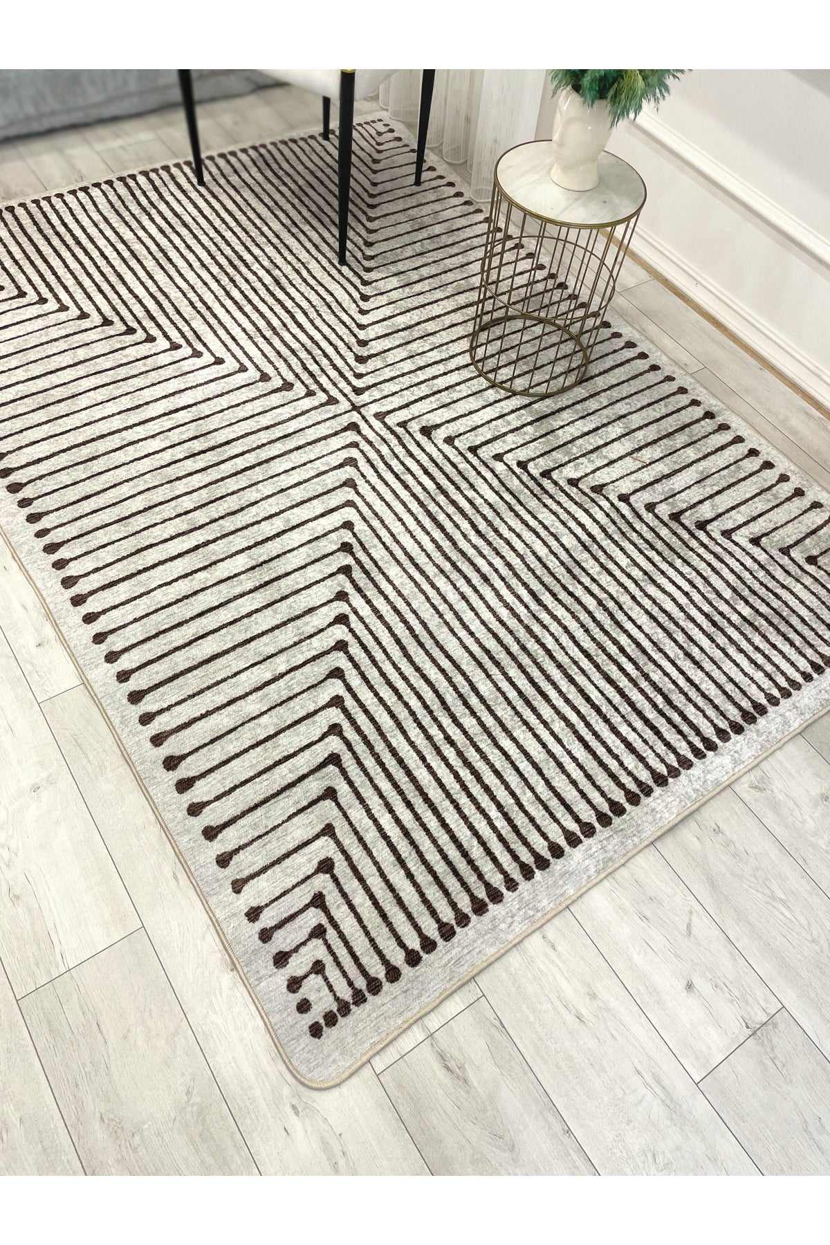 Terracotta Color Chenille-Look Design Runner Kitchen Rug