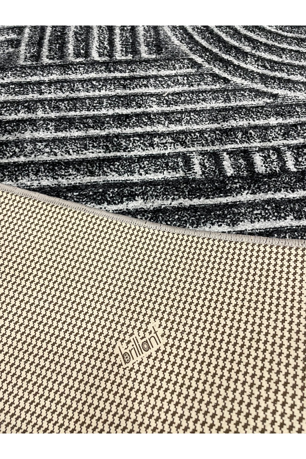 Beige Embossed Look Latex Leather Base Rug