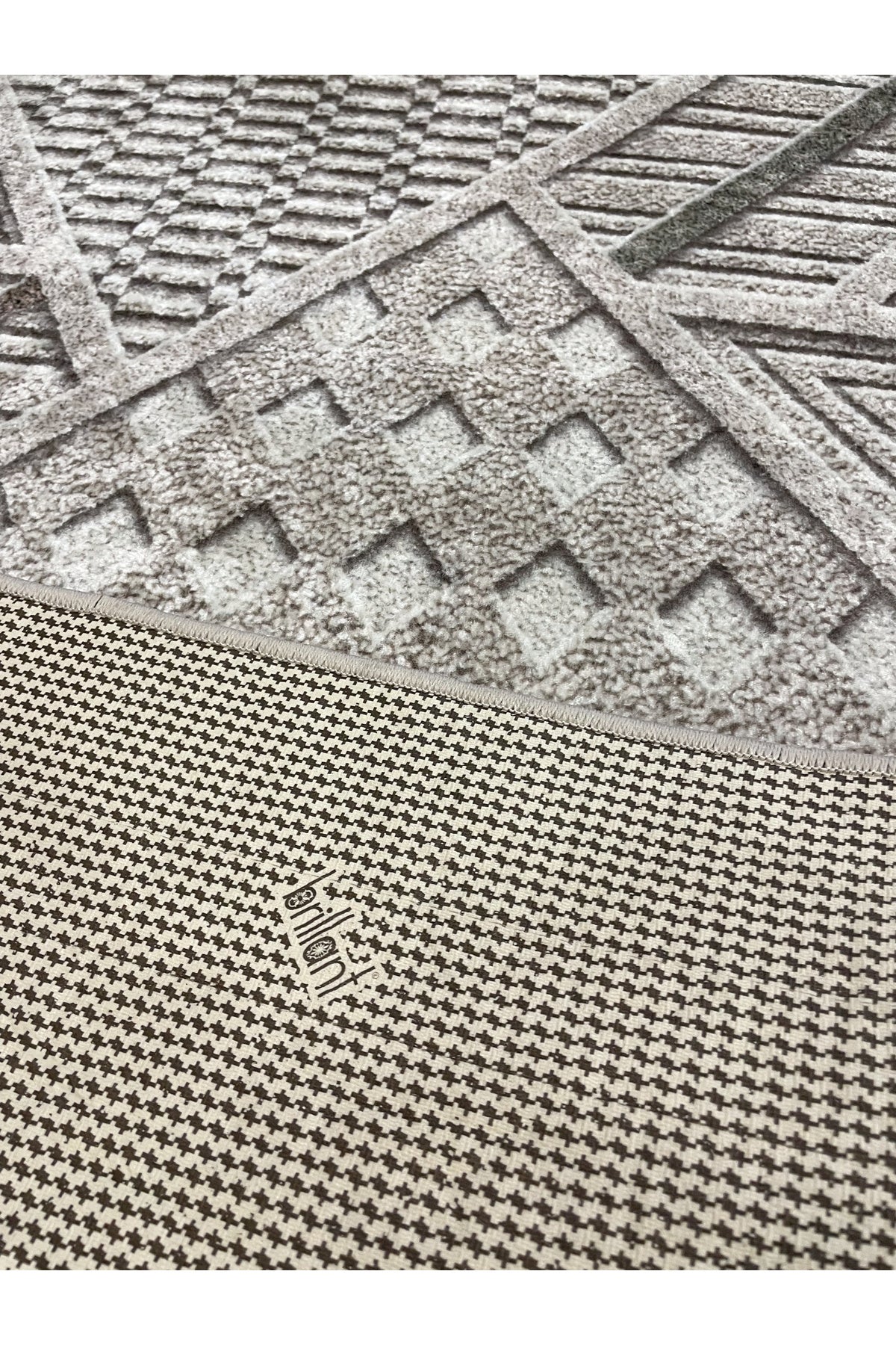 Brown Embossed Look Latex Leather Base Rug