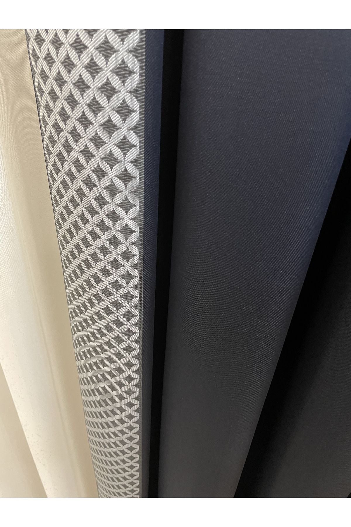 Panel Pattern Jacquard 1/3 Dense Pleat Blackout Curtain - Anthracite Gray - Gold Border