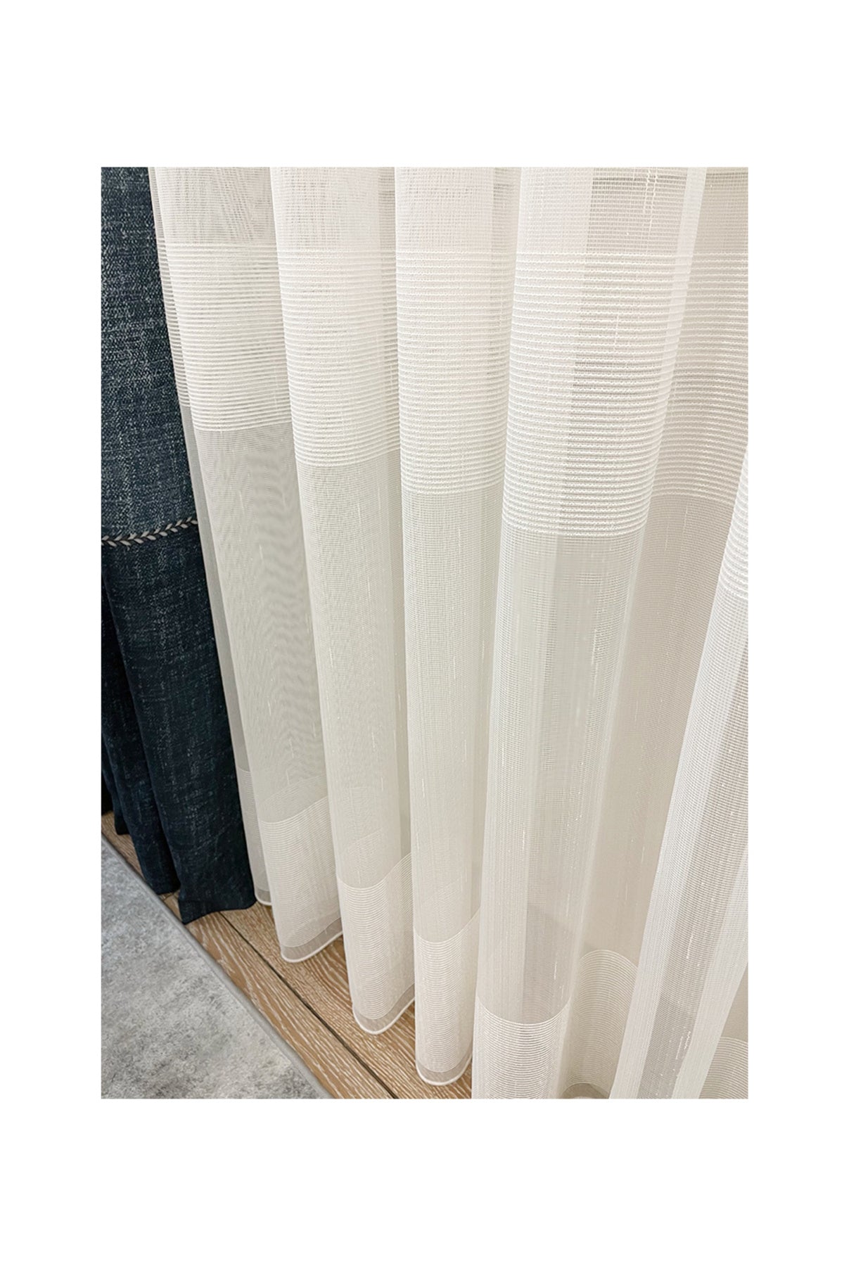 Modern 3 Sıra Bantlı 1/2,5 Pile - Ekru - Krem Tül Perde