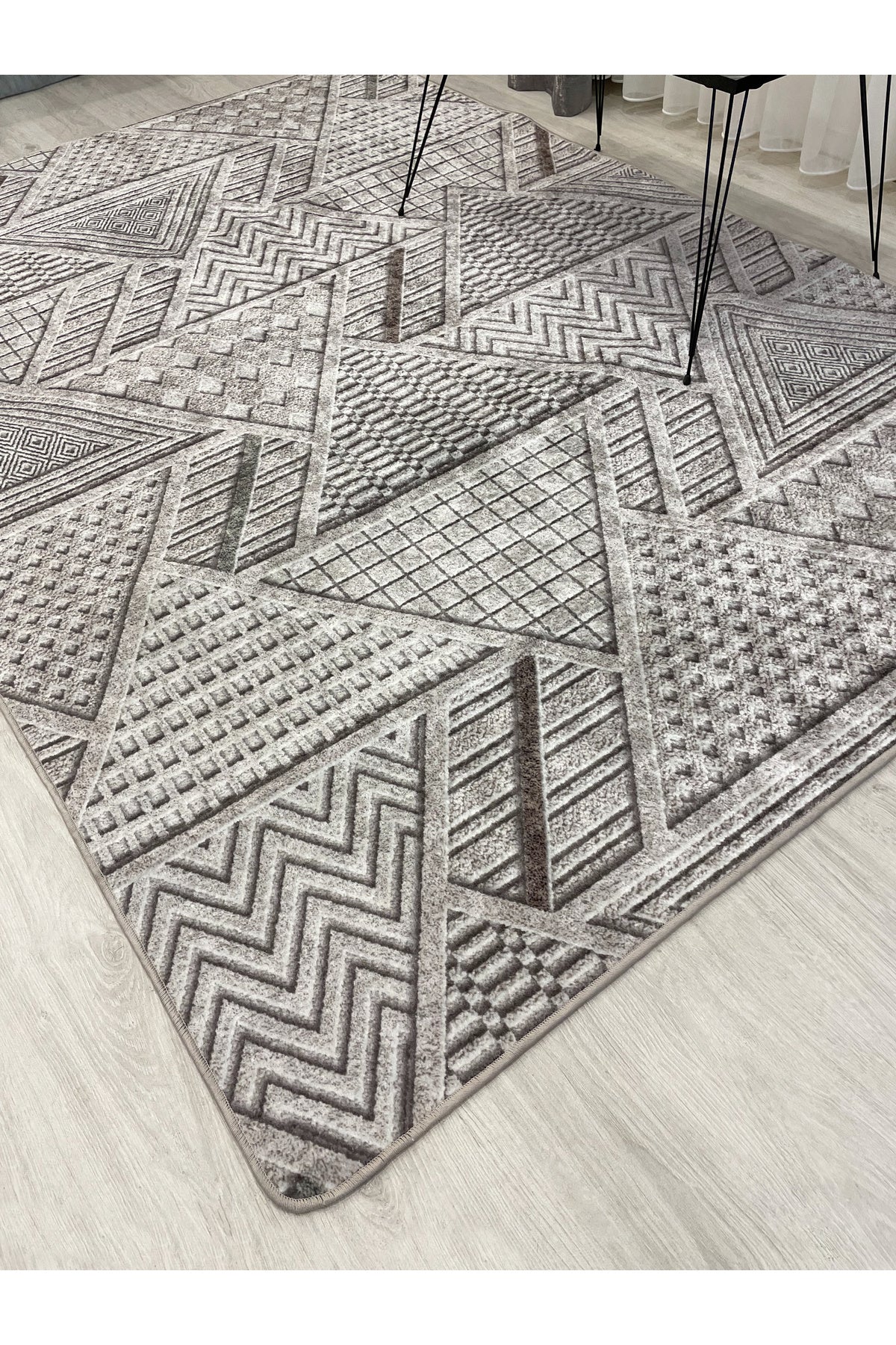 Brown Embossed Look Latex Leather Base Rug