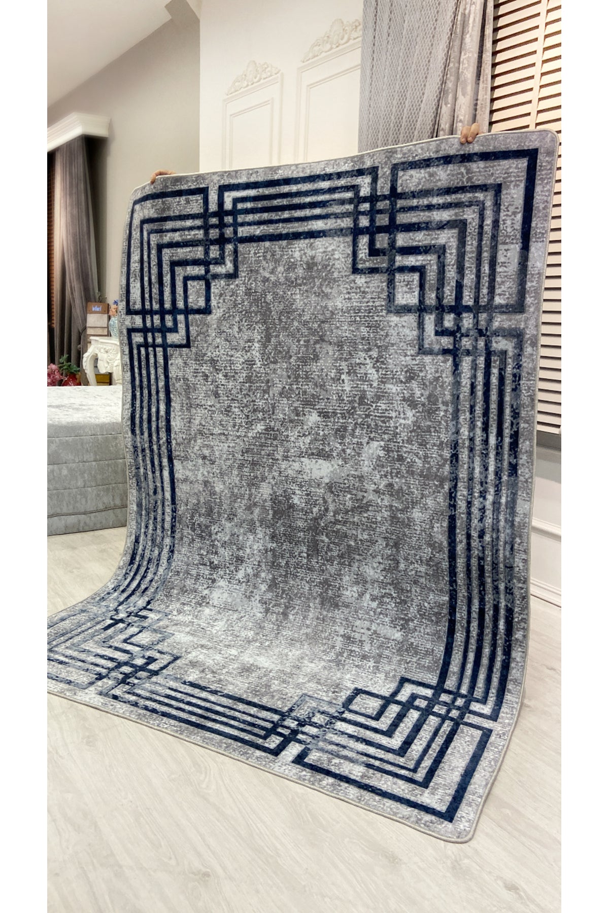 Beige - Brown Vintage Look Latex Non-Slip Base Rug