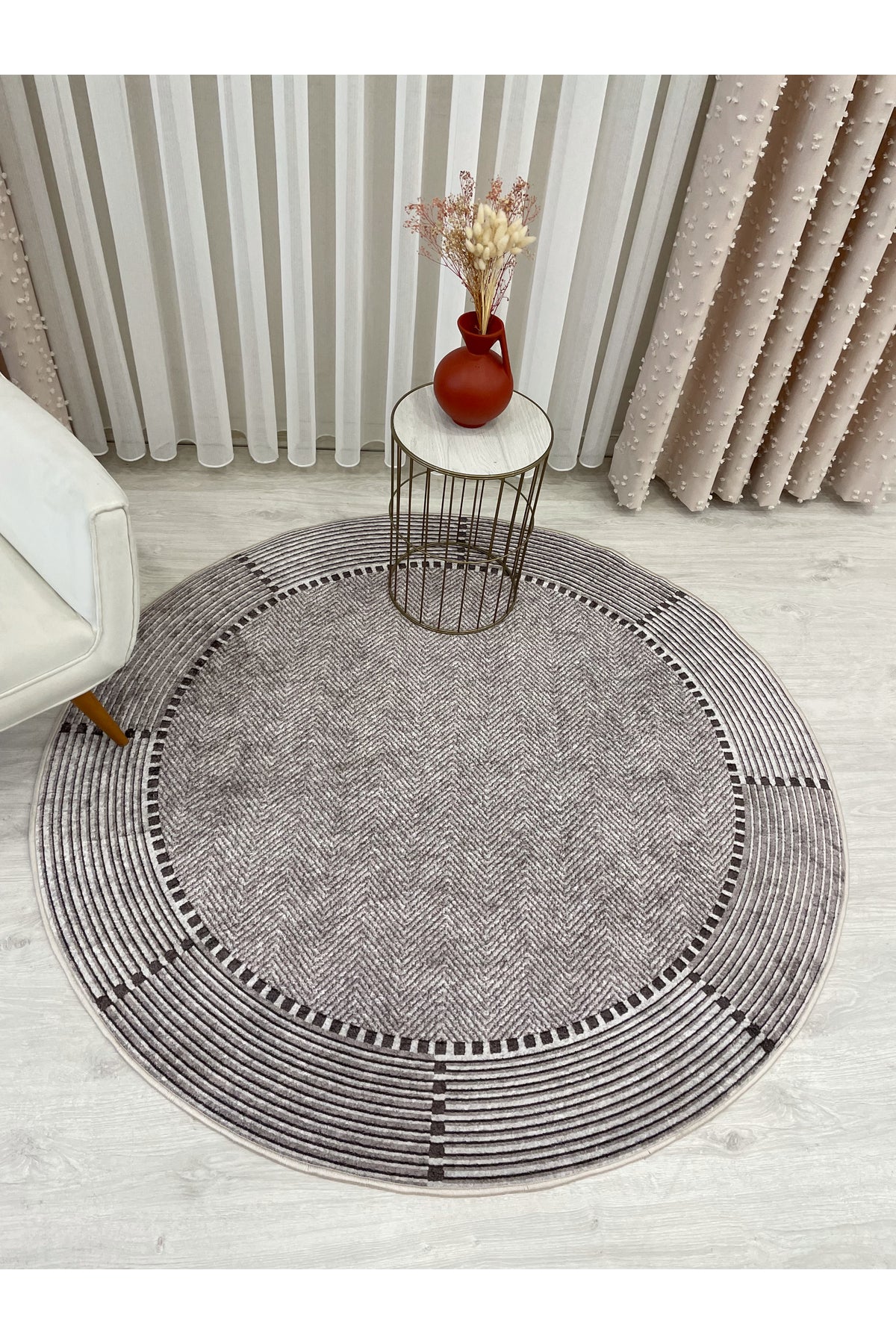 GRAY-BLACK Jute Sisal Look Non-Slip Base Runner Rug
