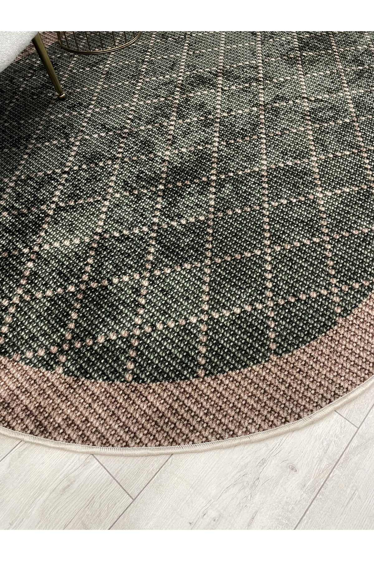 GREEN-BROWN Jute Sisal Look Bordered Non-Slip Base Runner Rug