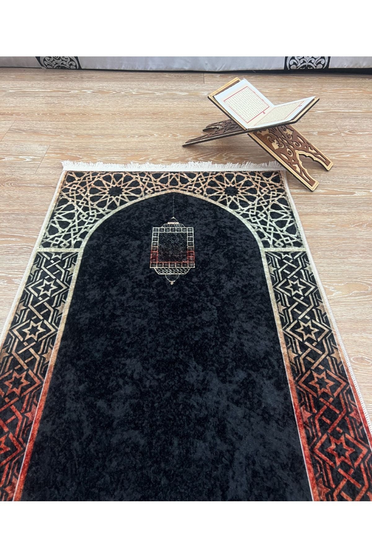 Seccade Saçaklı (lateks Taban) 75x125 Ebat - Siyah