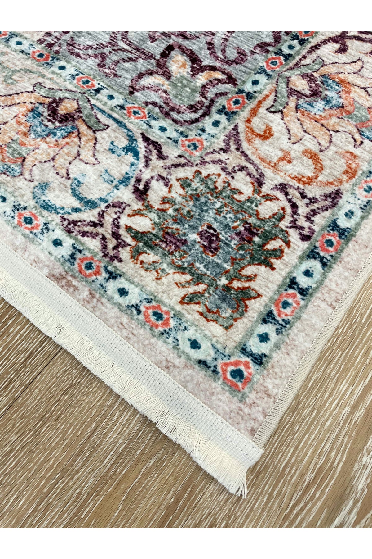Vintage-Look Classic Salon Rug - Gray-Teal
