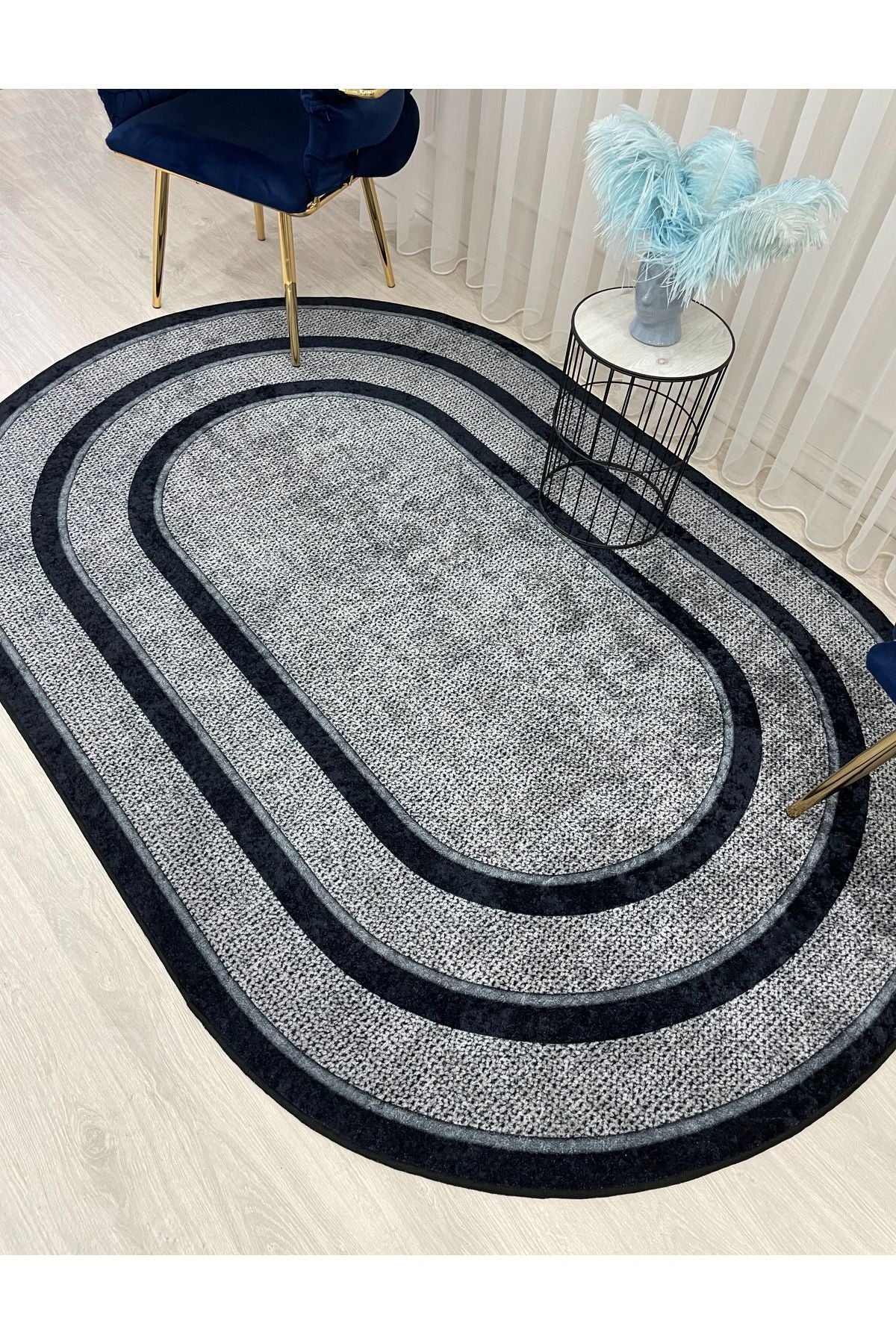 Jute Sisal Bordered Look Decorative Rug - Brown - Black