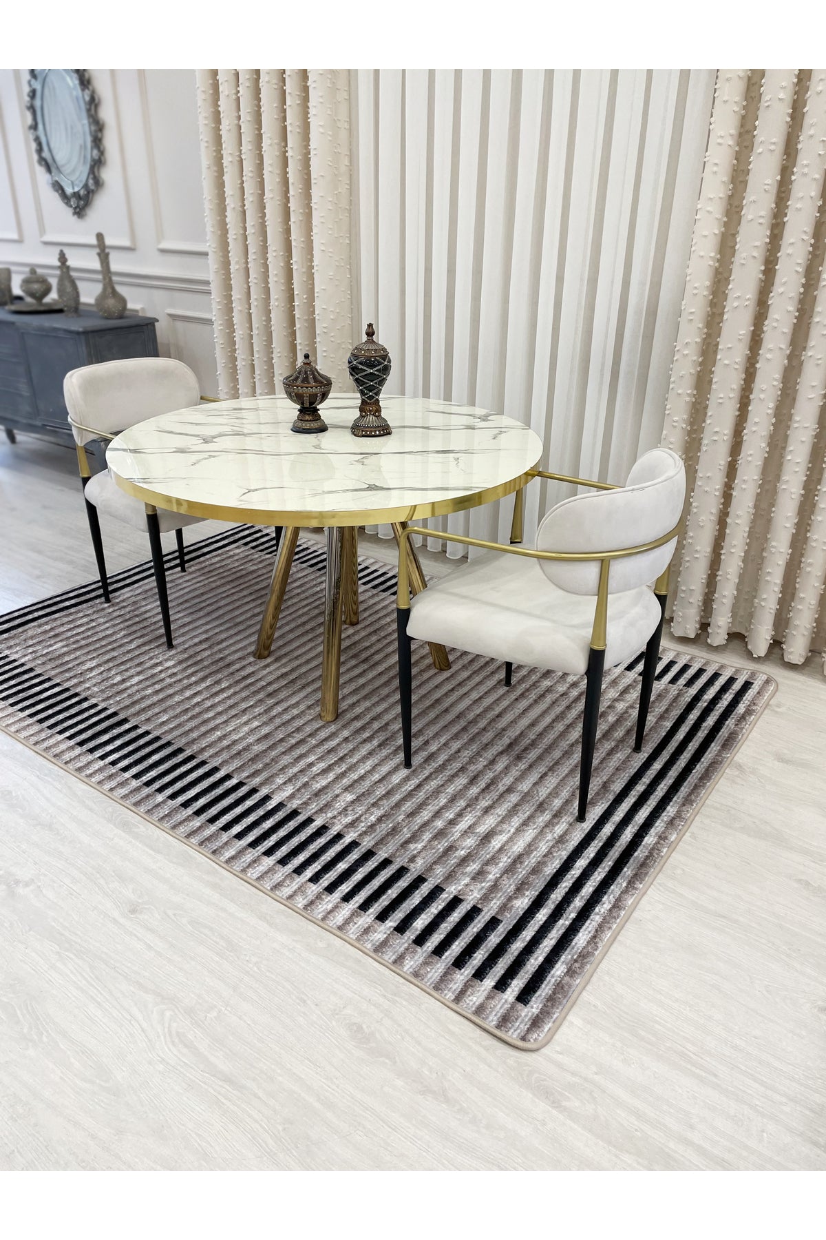 GRAY Striped Pattern Non-Slip Base Sisal-Look Runner Rug