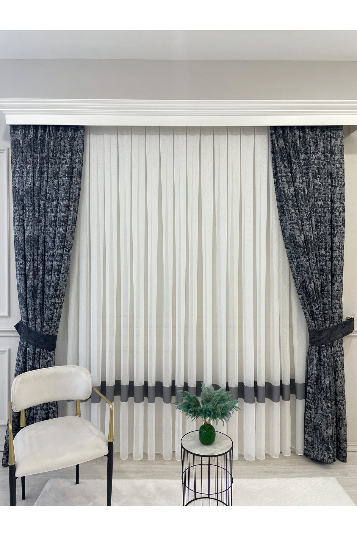 Hem-Banded Linen-Look 1/3 Dense Pleated - Ecru Sheer Curtain
