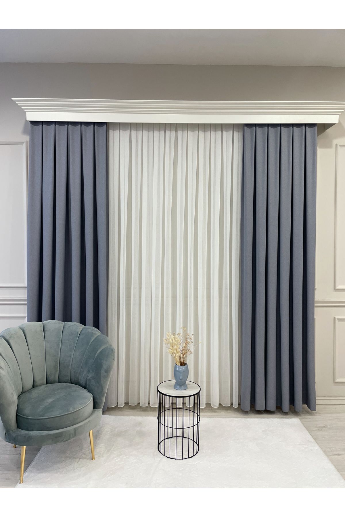 Heathered Milky Brown Linen-Look 1/3 Dense Pleated Blackout Curtain