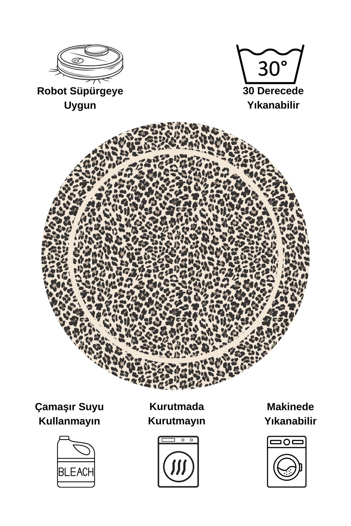 Leopard Pattern Oval Latex Leather Rug
