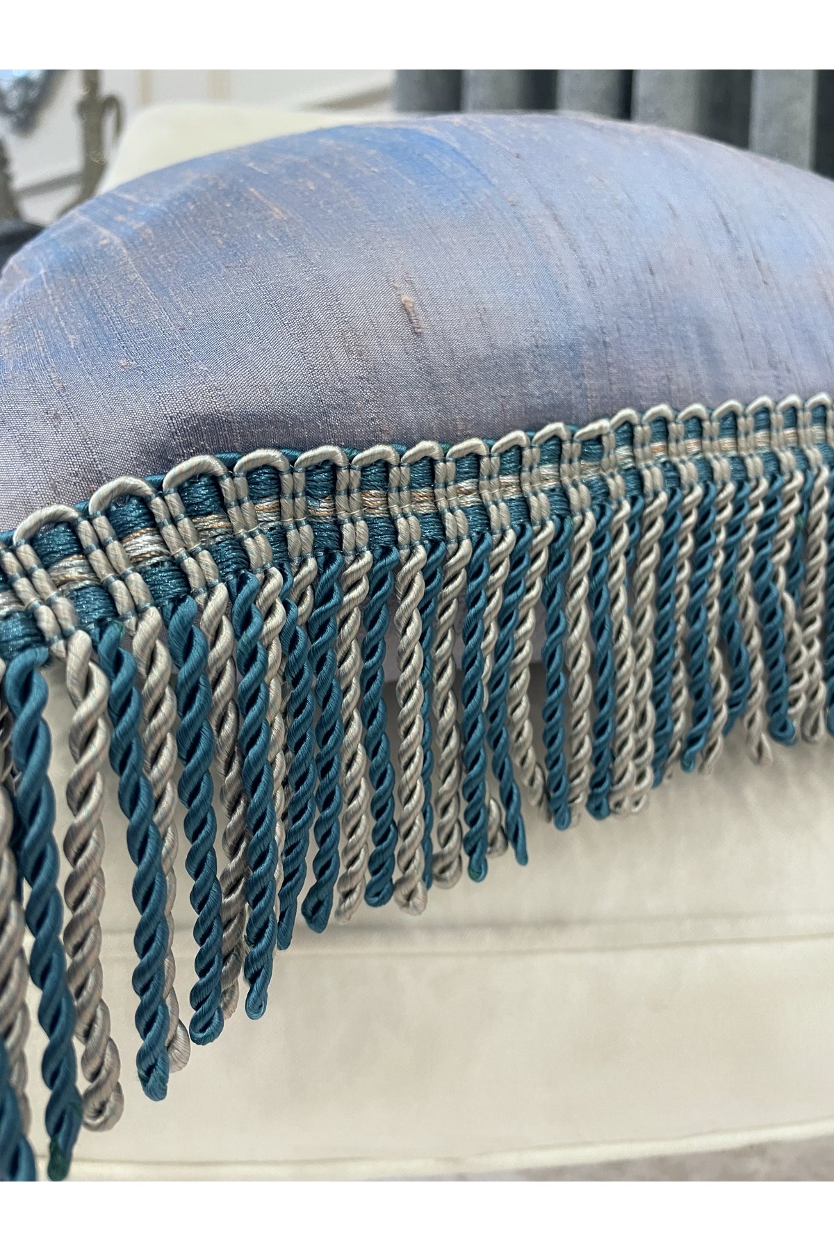 PURPLE/TURQUOISE Tasseled Silk Taffeta Cushion Cover (45X45)