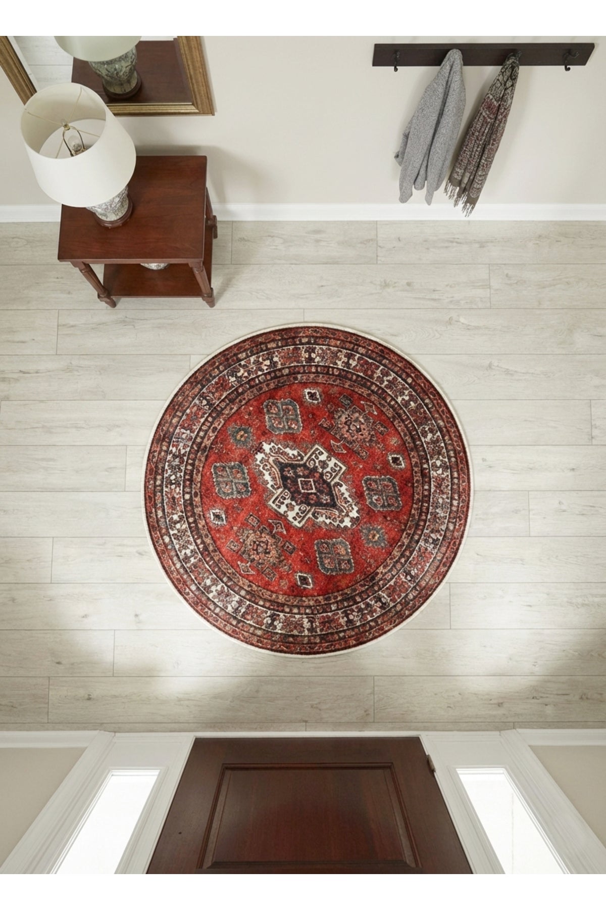 Kilim Motif Classic Non-Slip Base Round Rug