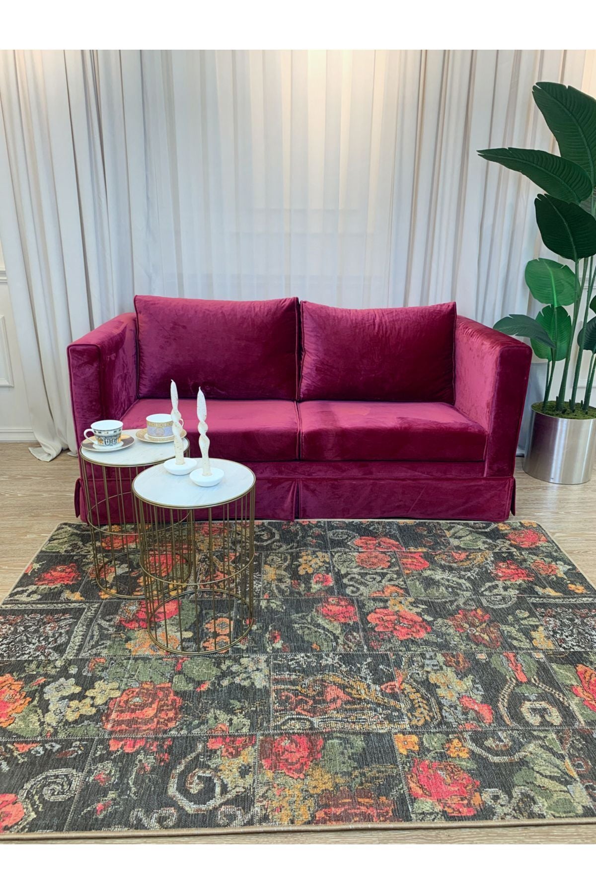 Patchwork Patterned Runner Kitchen Rug, Woven Base Rug