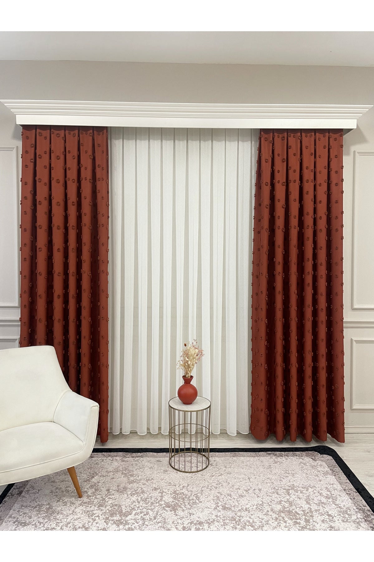 Blue Children's Room Pompom Puffy Blackout Curtain 1/3 Dense Pleating