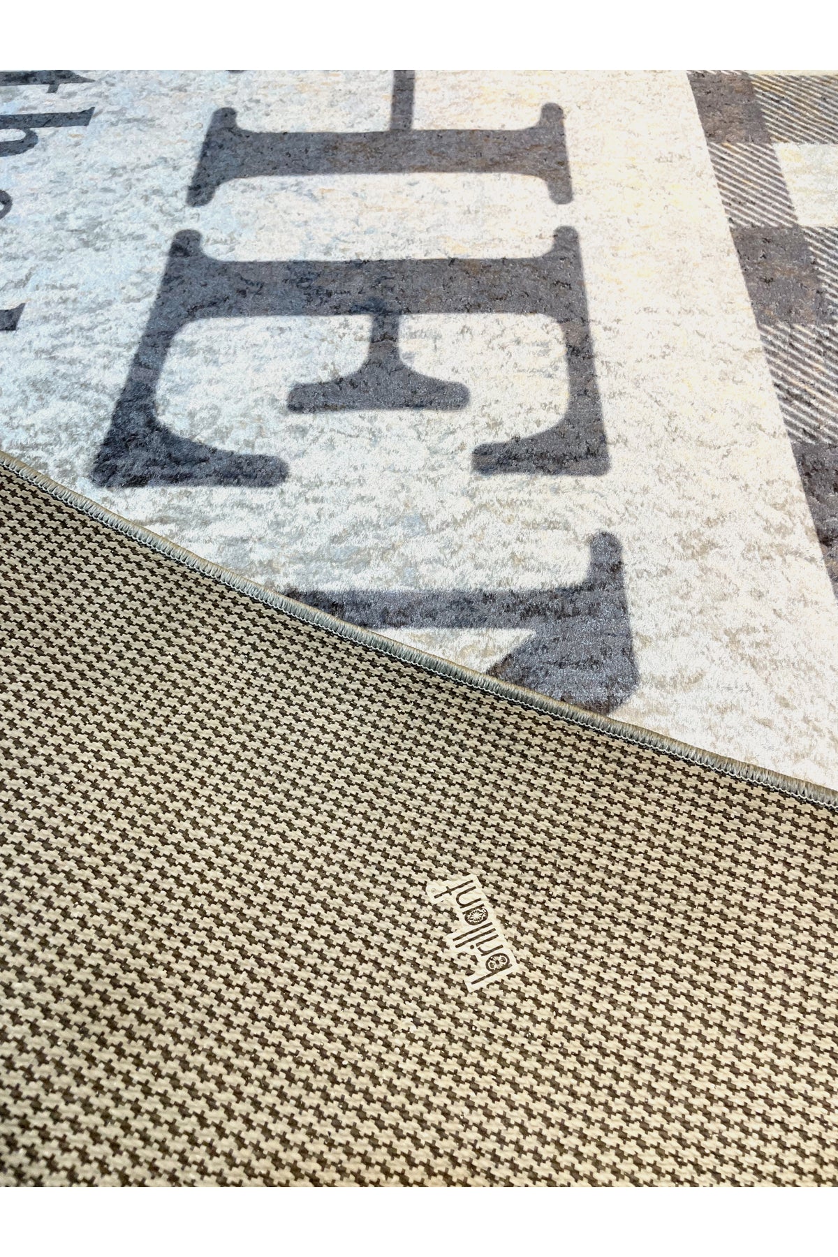 Beige Black Kitchen Latex Leather Base Kitchen Rug