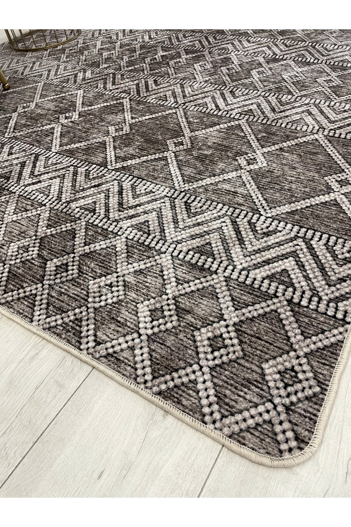 Gray Black Scandinavian Style Kilim Pattern Runner Latex Rug