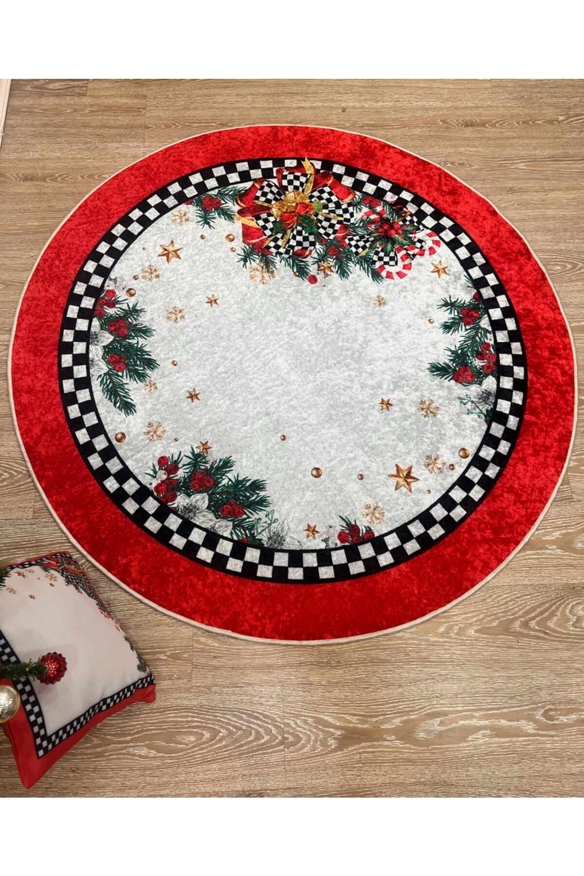 Christmas-Themed Red Christmas Tree Skirt Rug