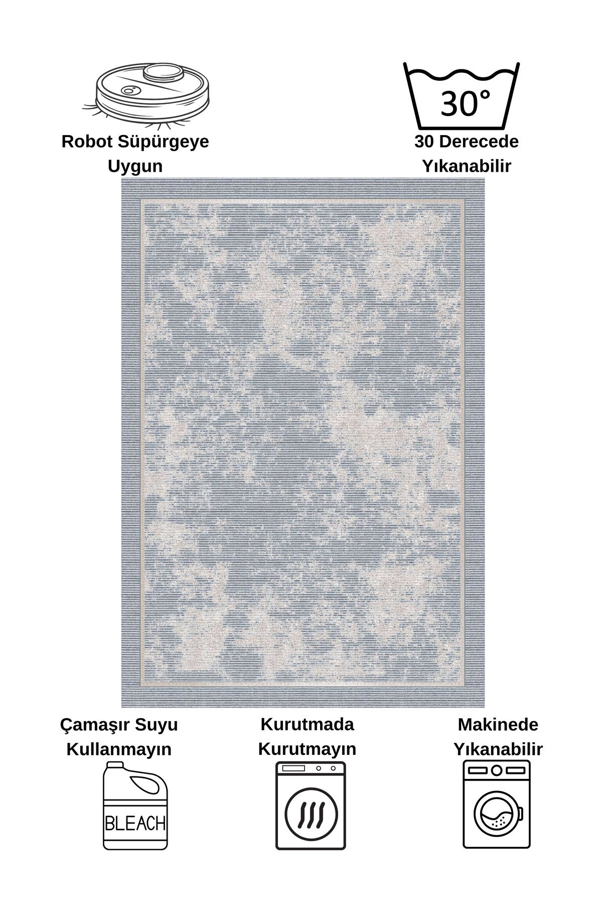 Mink Brown Geometric Pattern Non-Slip Base Runner Rug