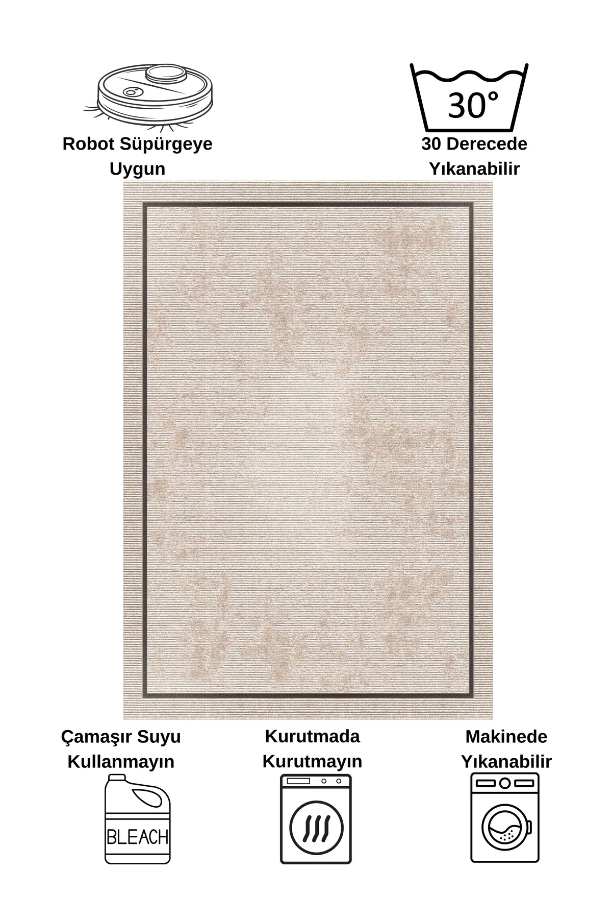 Mink Brown Geometric Pattern Non-Slip Base Runner Rug