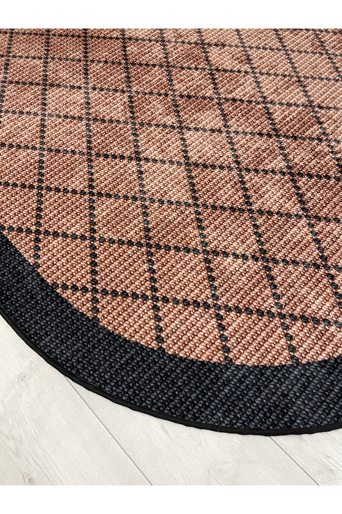 GREEN-BROWN Jute Sisal Look Bordered Non-Slip Base Runner Rug