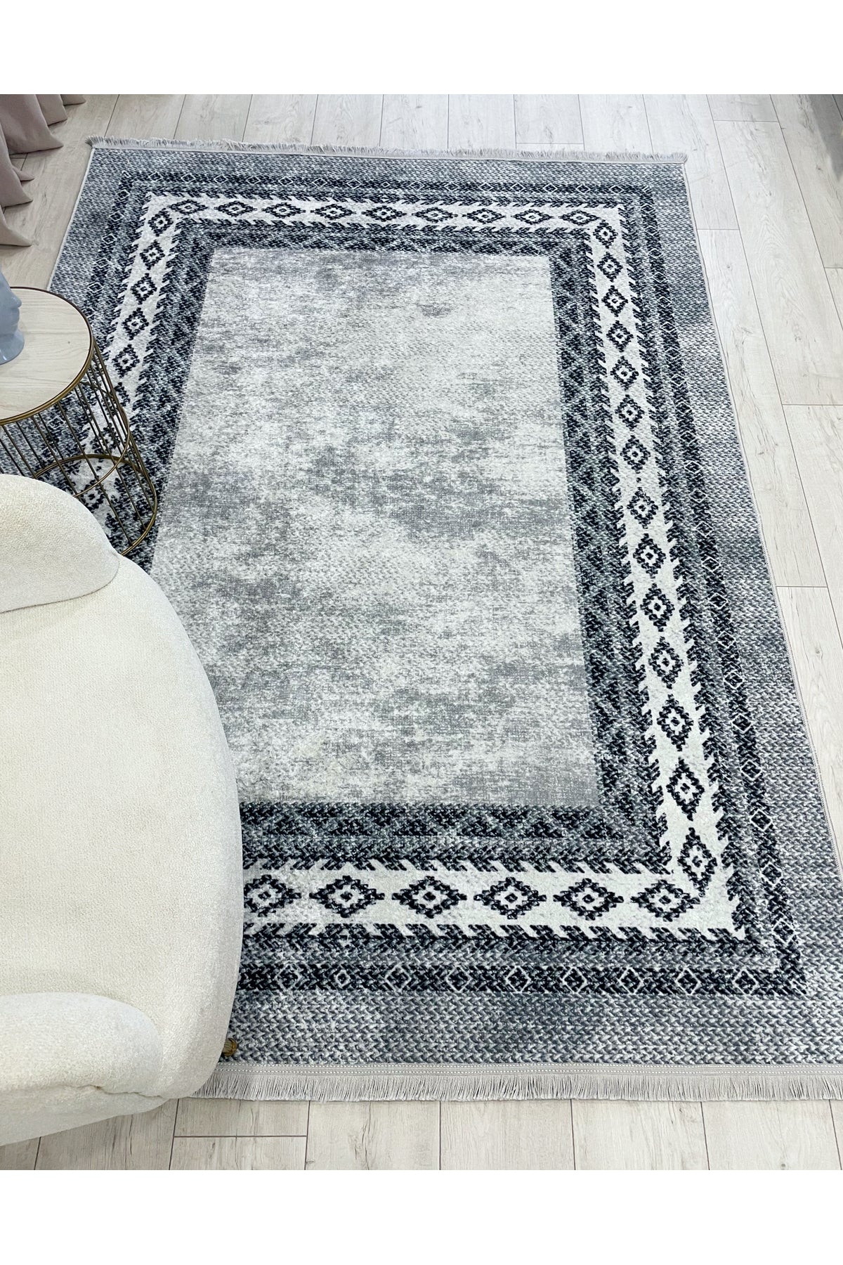 GRAY-BROWN Jute Sisal Look Latex Base Rug