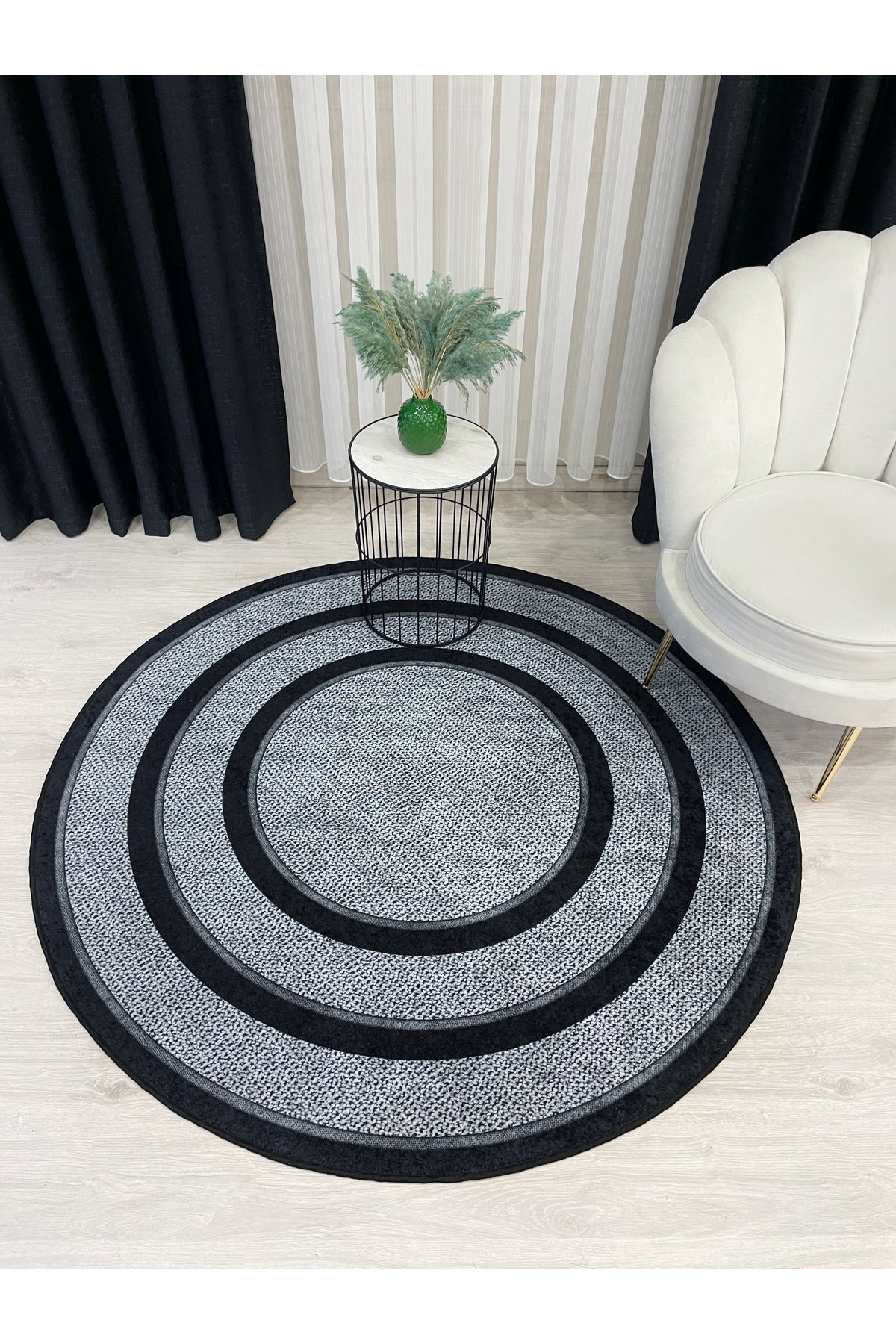 Jute Sisal Bordered Look Decorative Rug - Brown - Black