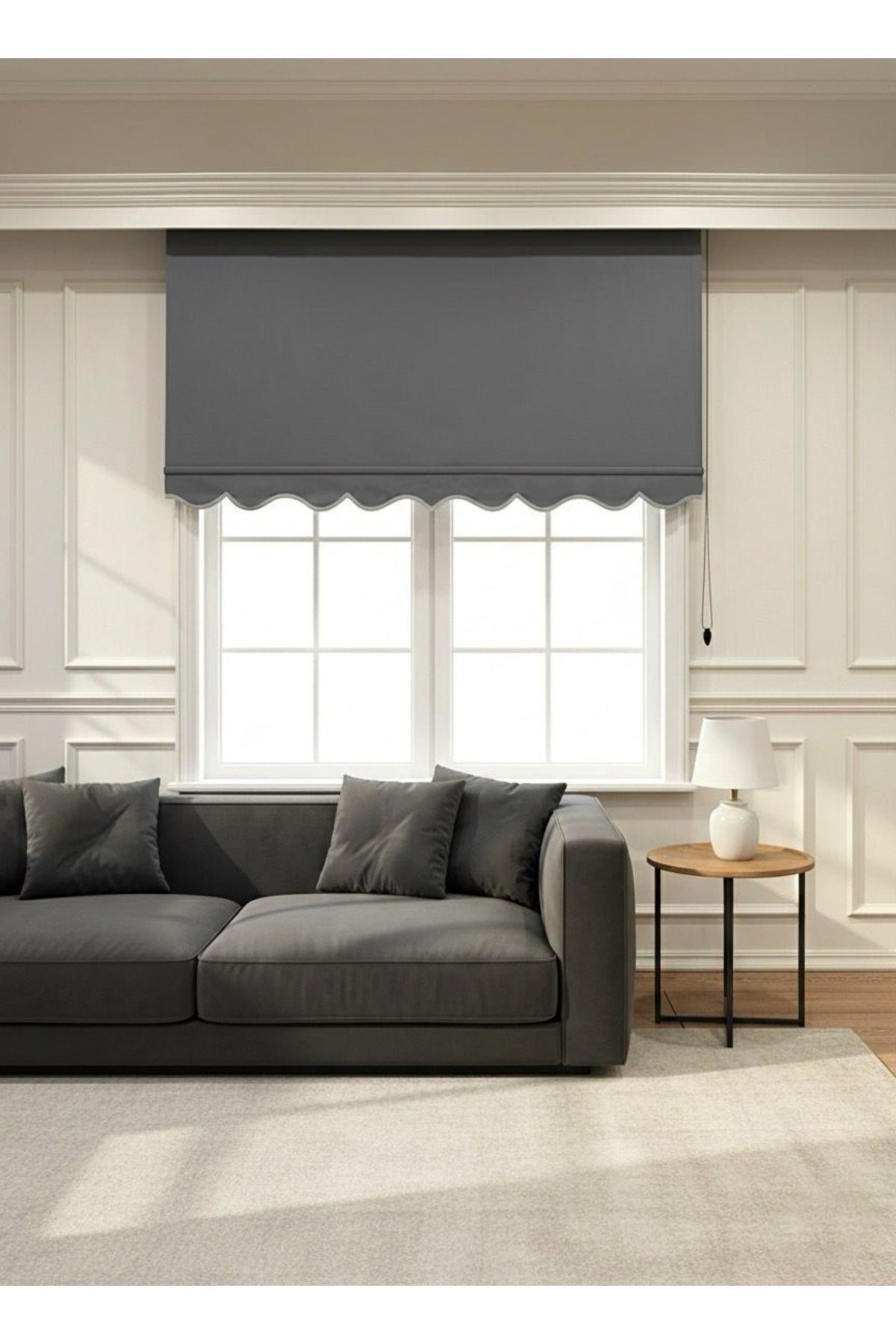 ROLLER BLIND BEIGE COLOR SKIRTED Thick Matte Linen Look