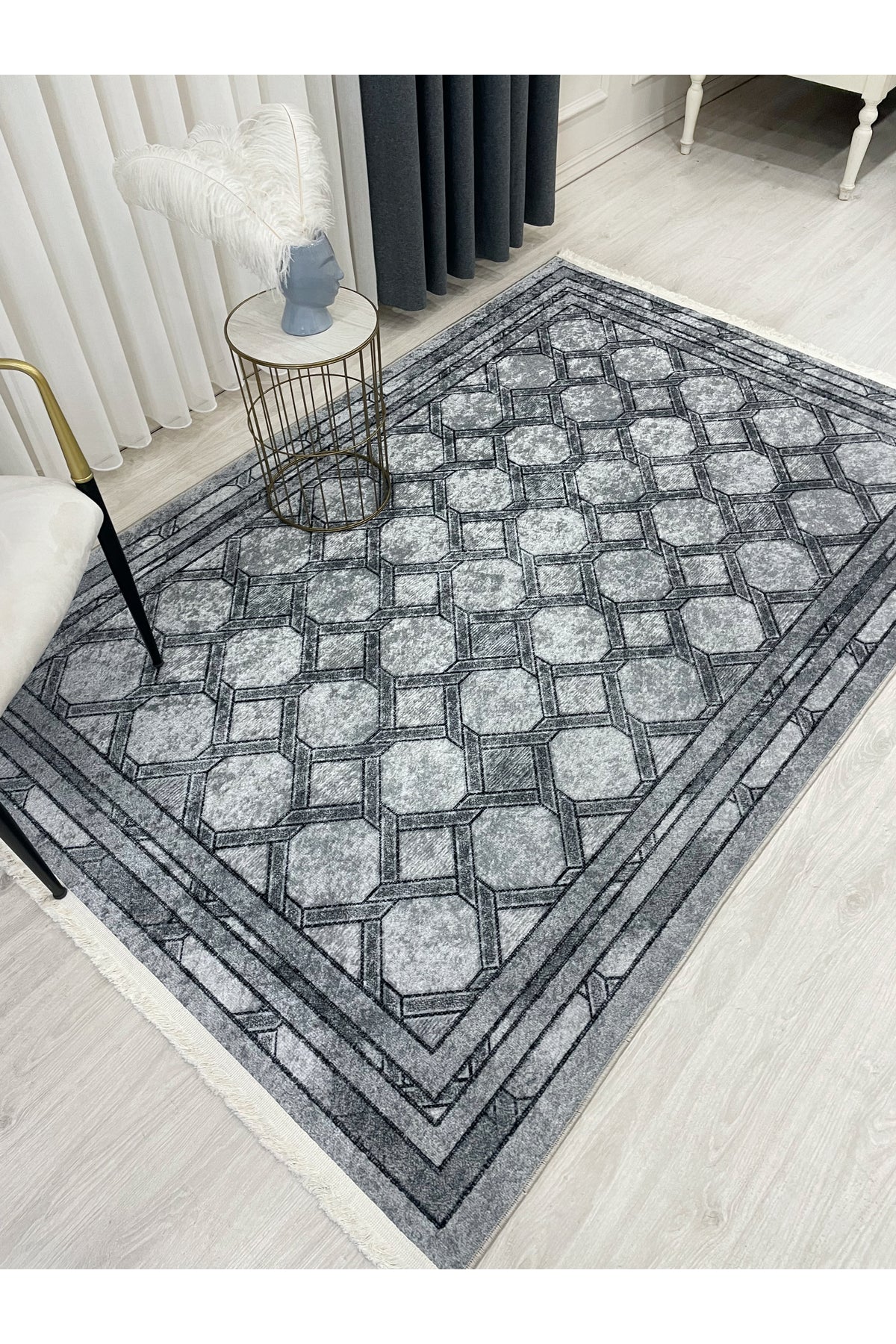 Brown Mink Embossed Look Latex Leather Base Rug