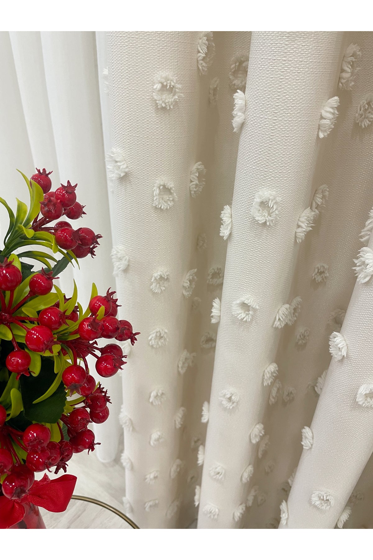 Blue Children's Room Pompom Puffy Blackout Curtain 1/3 Dense Pleating