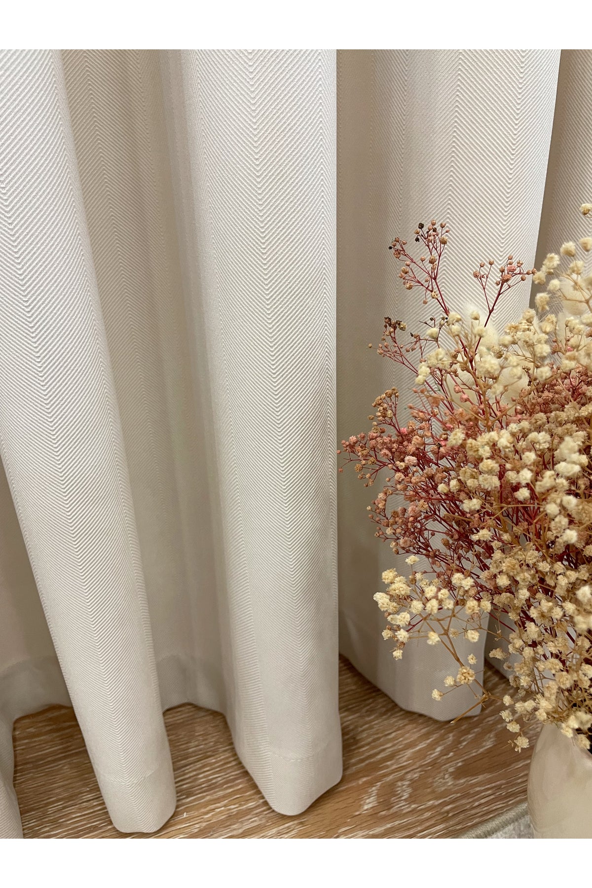 Heathered Milky Brown Linen-Look 1/3 Dense Pleated Blackout Curtain
