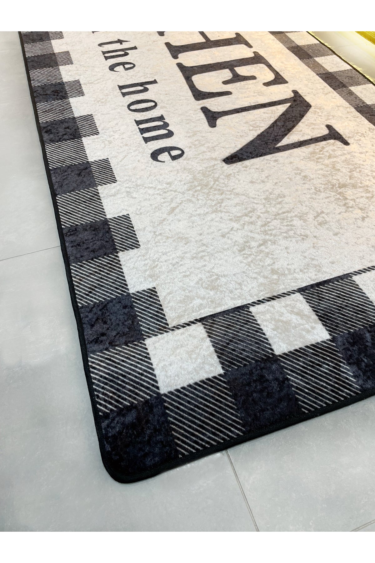 Beige Black Kitchen Latex Leather Base Kitchen Rug