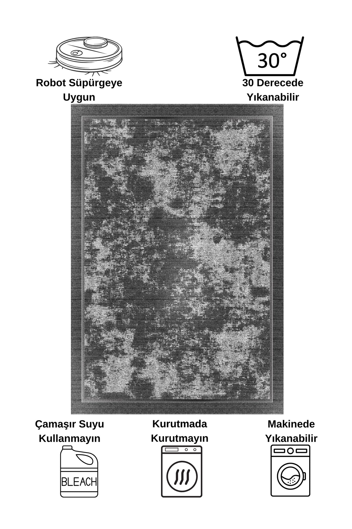 Mink Brown Geometric Pattern Non-Slip Base Runner Rug