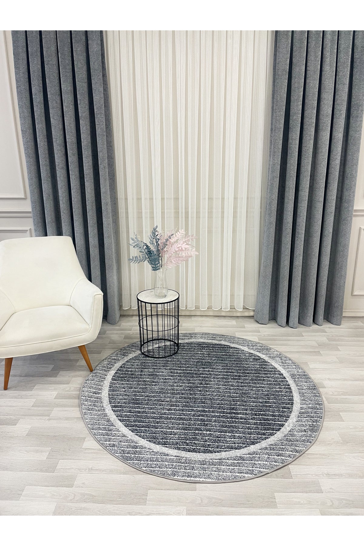 Scandinavian Style Non-Slip Sisal-Look Round Rug