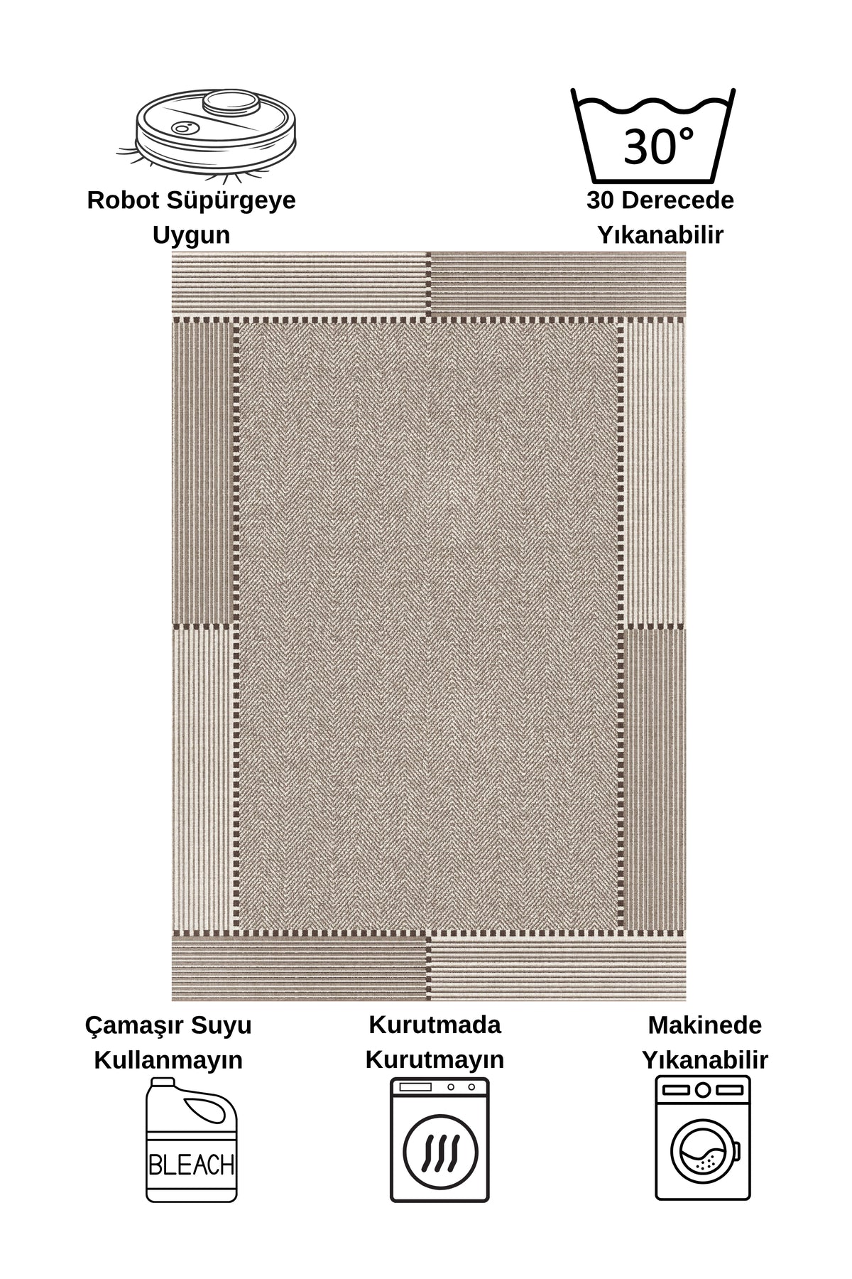 GRAY-BLACK Jute Sisal Look Non-Slip Base Runner Rug