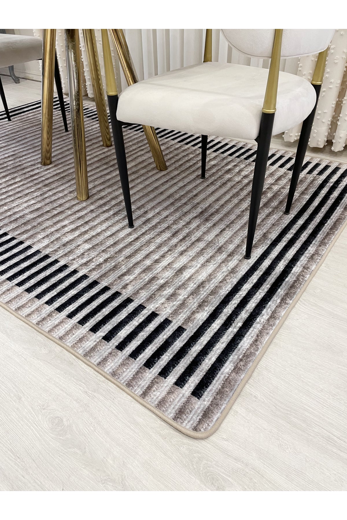 GRAY Striped Pattern Non-Slip Base Sisal-Look Runner Rug