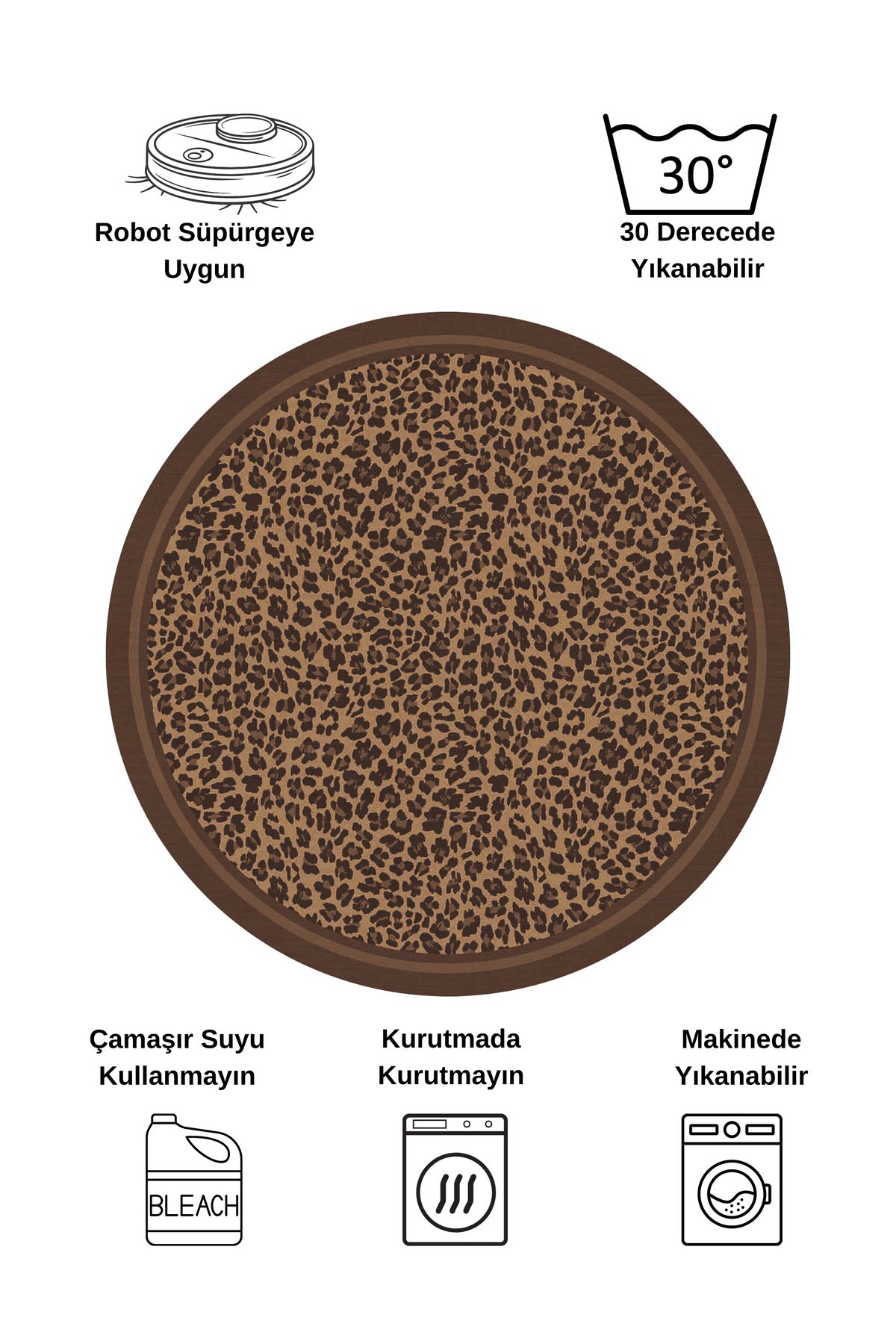 Leopard Pattern Oval Latex Leather Rug