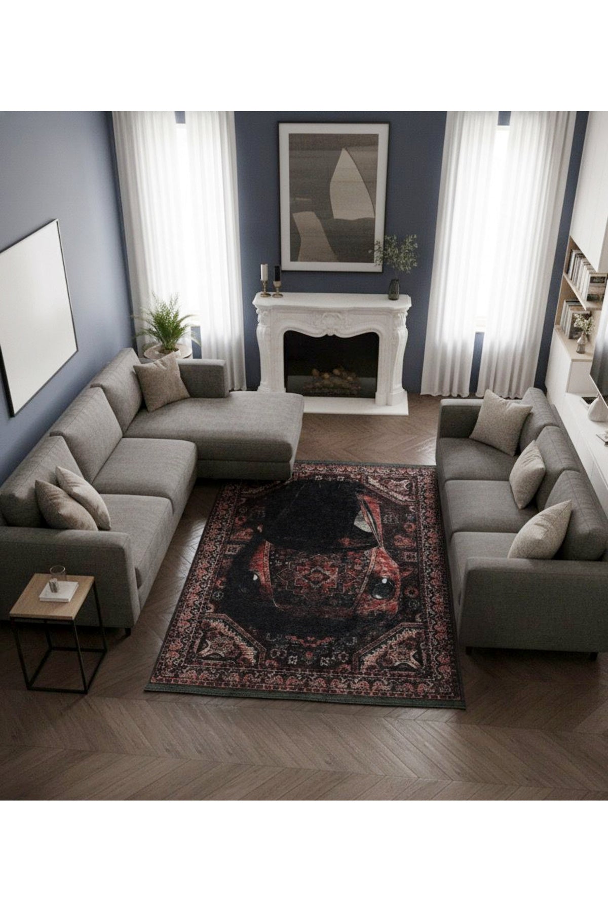 Vintage Car Pattern Latex Base Rug