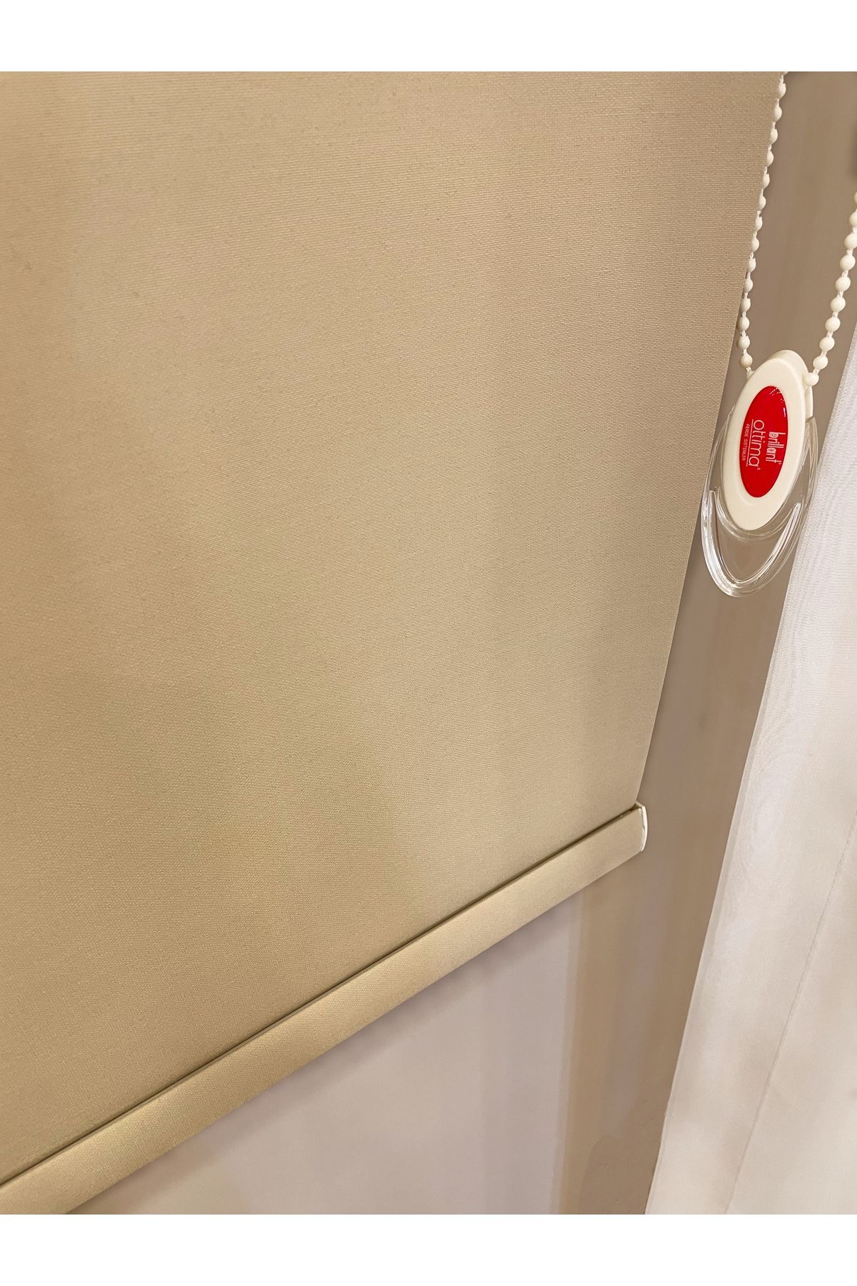 Cream Color Linen-Look Thick Fabric Roller Shade Modern Curtain