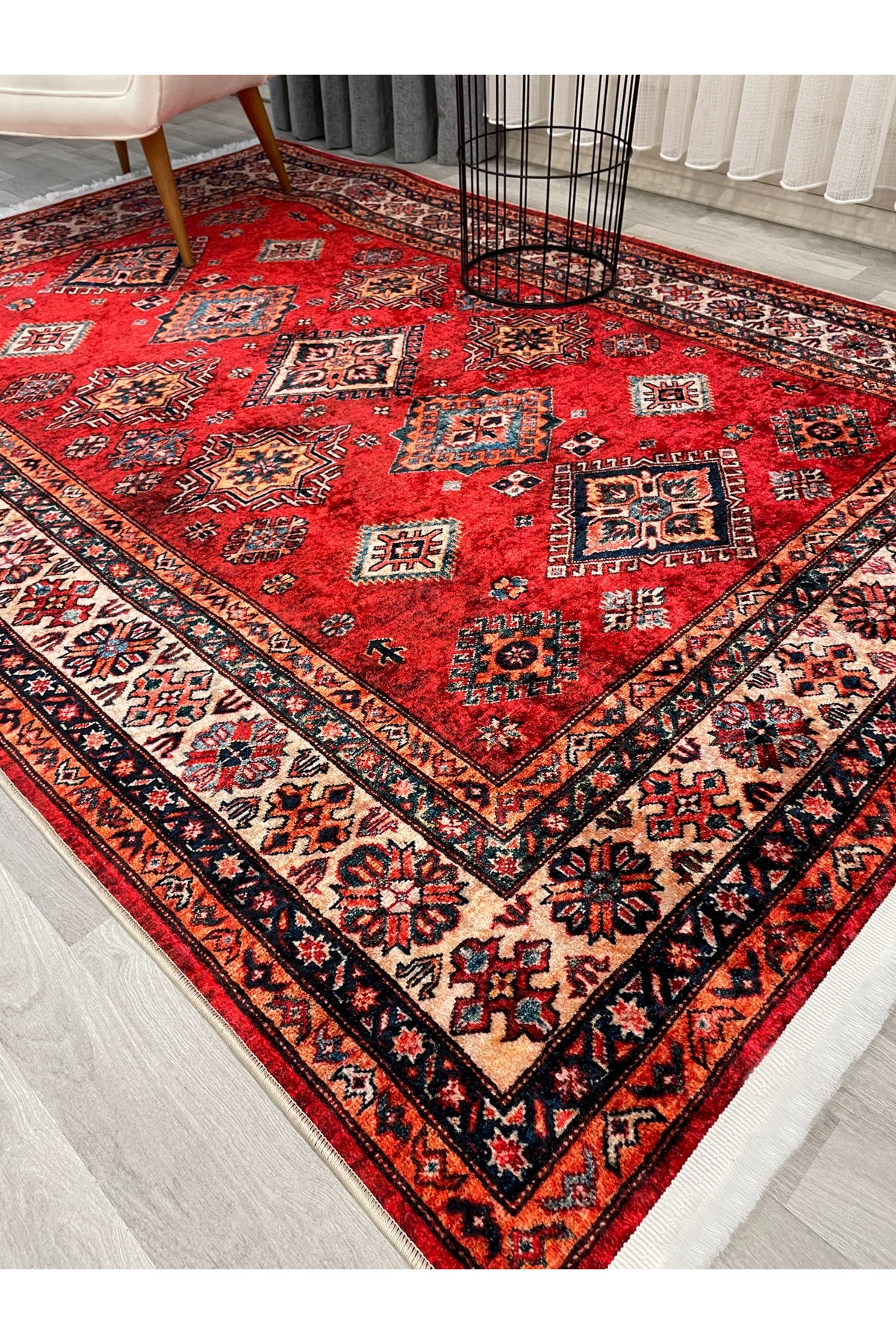 Kilim Motif FRINGED Classic Non-Slip Base Rug