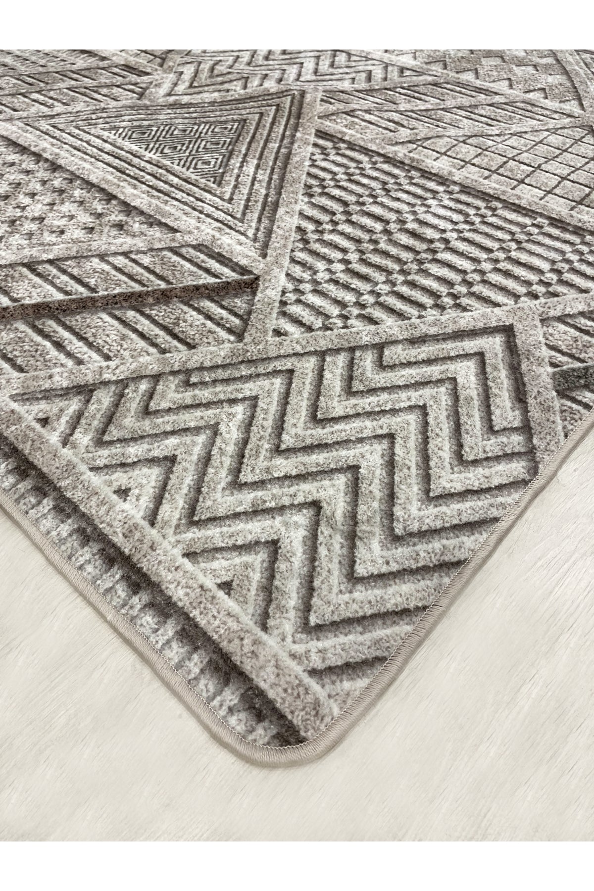 Brown Embossed Look Latex Leather Base Rug