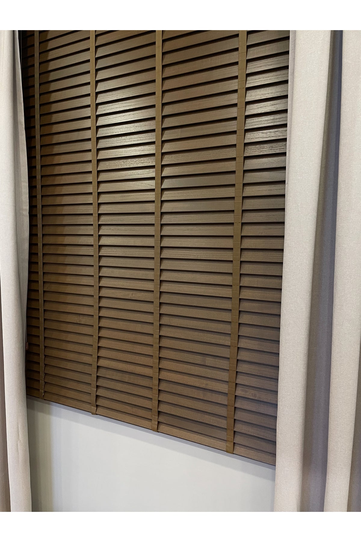 Brown 100% Original Wood Venetian Blind 50mm for Office, Modern and All Spaces