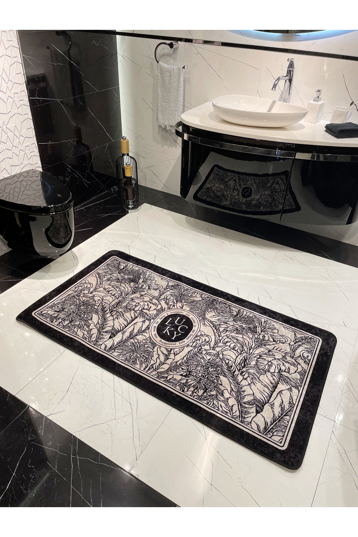 Single Floral Pattern Lucky Latex Base Bathroom Mat (60X100 SIZE)