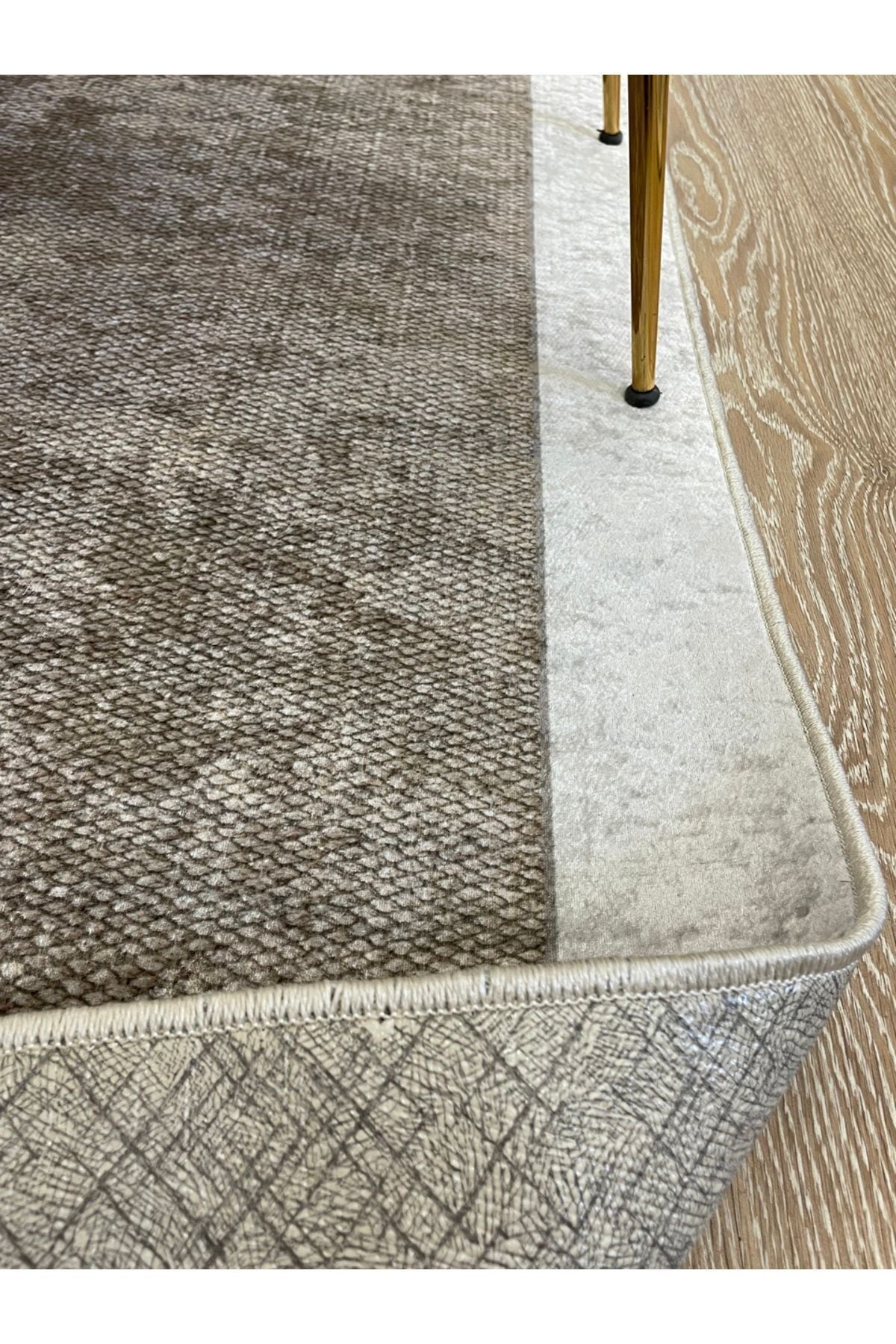 Jute-Look Washable Non-Slip Base Living Room Rug Kitchen Rug Hallway Rug - Brown - Beige