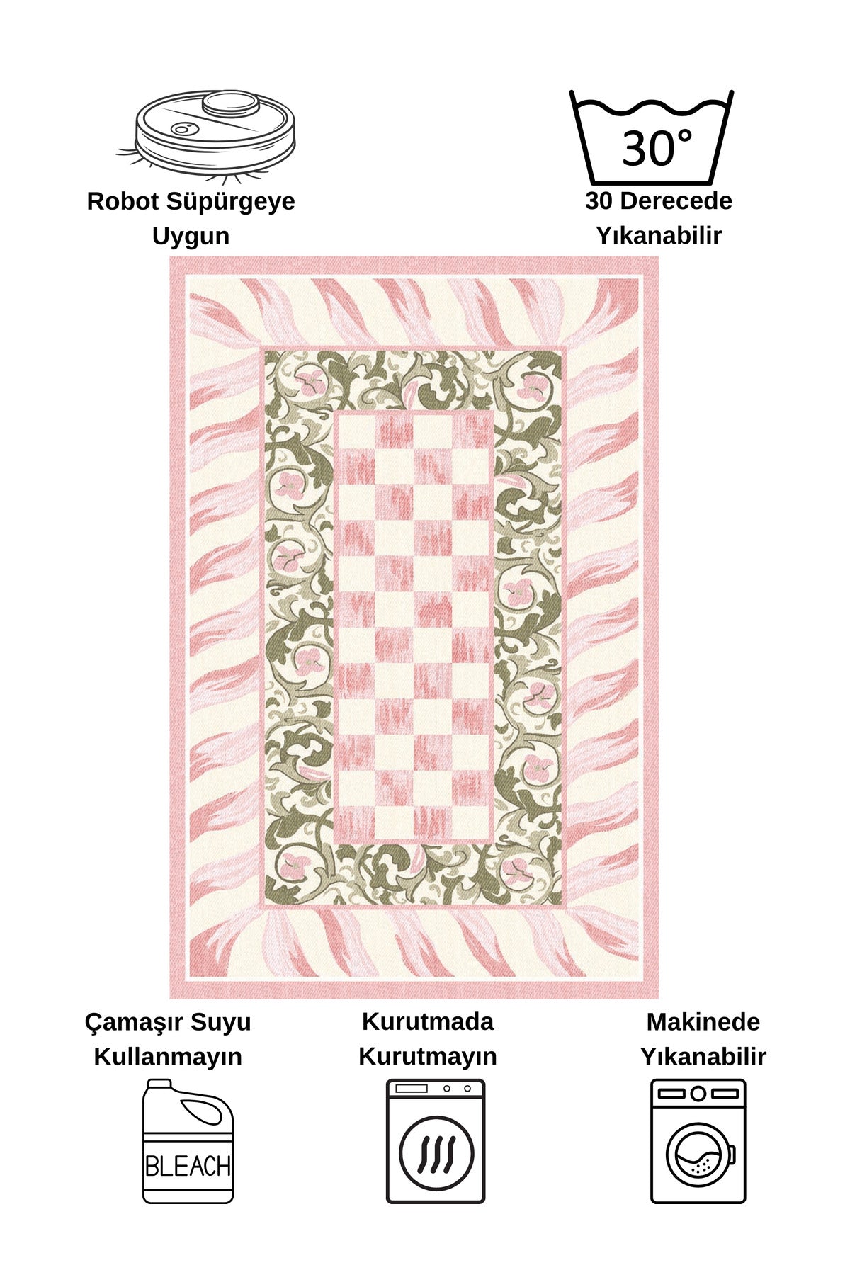 Floral Pattern Pink - Bathroom Mat (80 x 120)