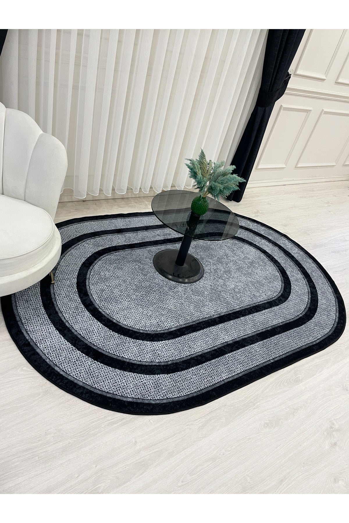 Jute Sisal Bordered Look Decorative Rug - Brown - Black