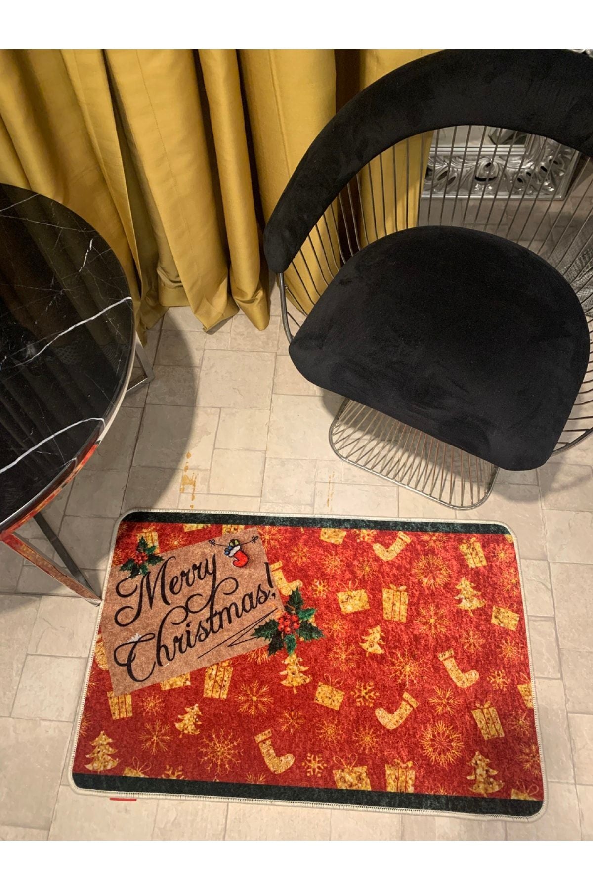 Pattern Christmas-Themed Latex Non-Slip Base Door Mat (size 60x90)